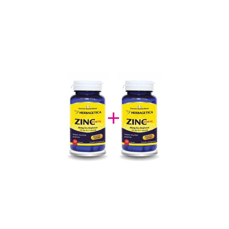 HERBAGETICA ZINC FORTE 30 mg zinc bisglicinat + Vit. B6 Vit. C naturala 30+30 capsule