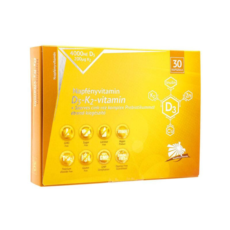 Napfény vitamina D3-vitamina K2 și complex de oligoelemente organice cu prebiotic