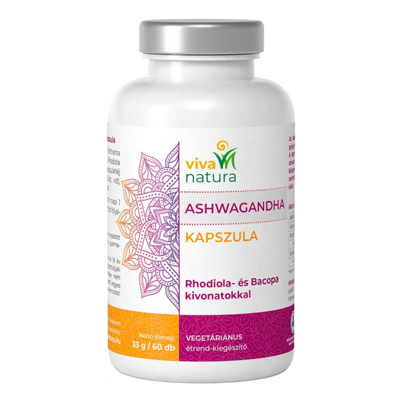 Vnature ASHWAGANDHA cu extracte de Rhodiola și Bacopa 60 capsule