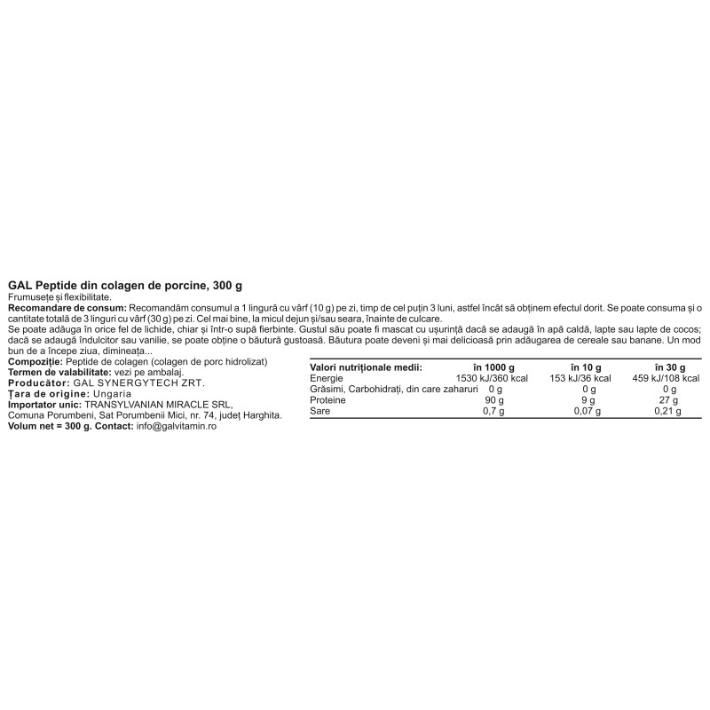 GAL Peptide de Colagen din Porc 300 g