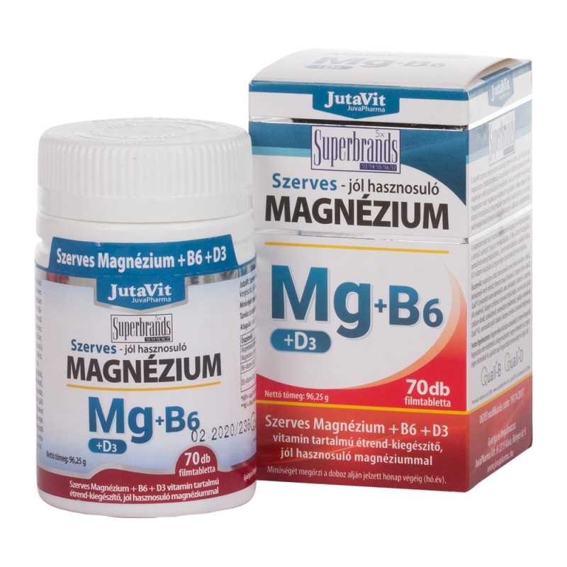JUTAVIT MAGNEZIU ORGANIC Mg+B6+D3 |70TB USOR ABSORBABIL