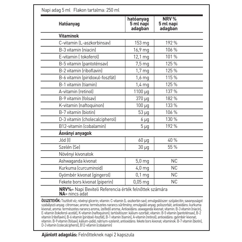 LIPOCELL MULTIVITA LIPOSZÓMÁS MULTIVITAMIN (250 ML)