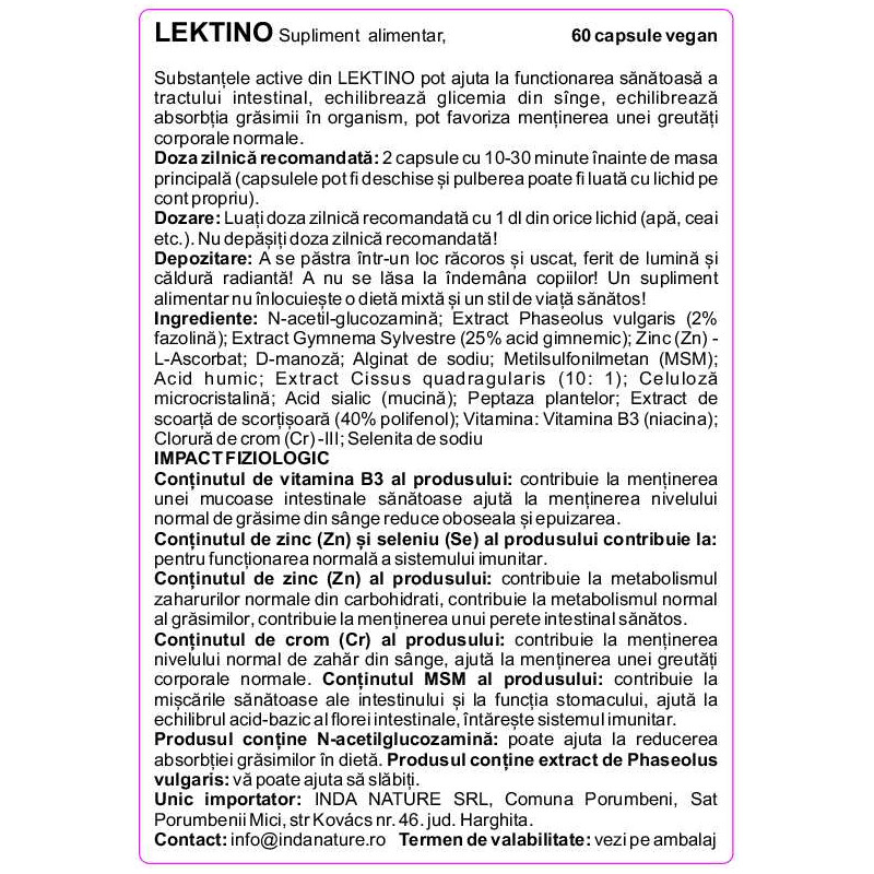 LEKTINO ÉTREND-KIEGÉSZÍTŐ KAPSZULA - 60 DB