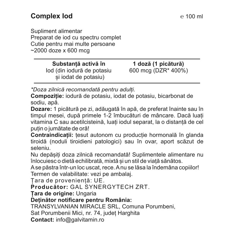 GAL Complex de iod 600 mcg x 2000 doze