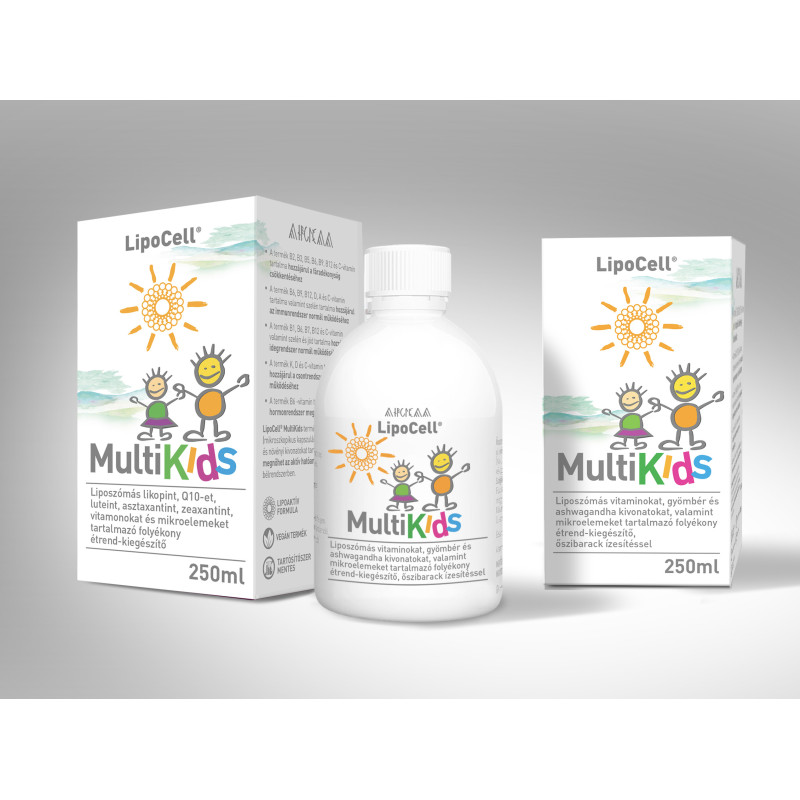 LipoCell MultiKids supliment alimentar lichid cu aromă de piersici. Hymato – (250 ml)