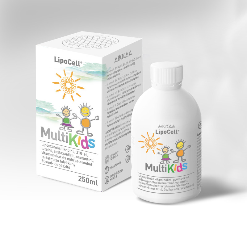 LipoCell MultiKids supliment alimentar lichid cu aromă de piersici. Hymato – (250 ml)