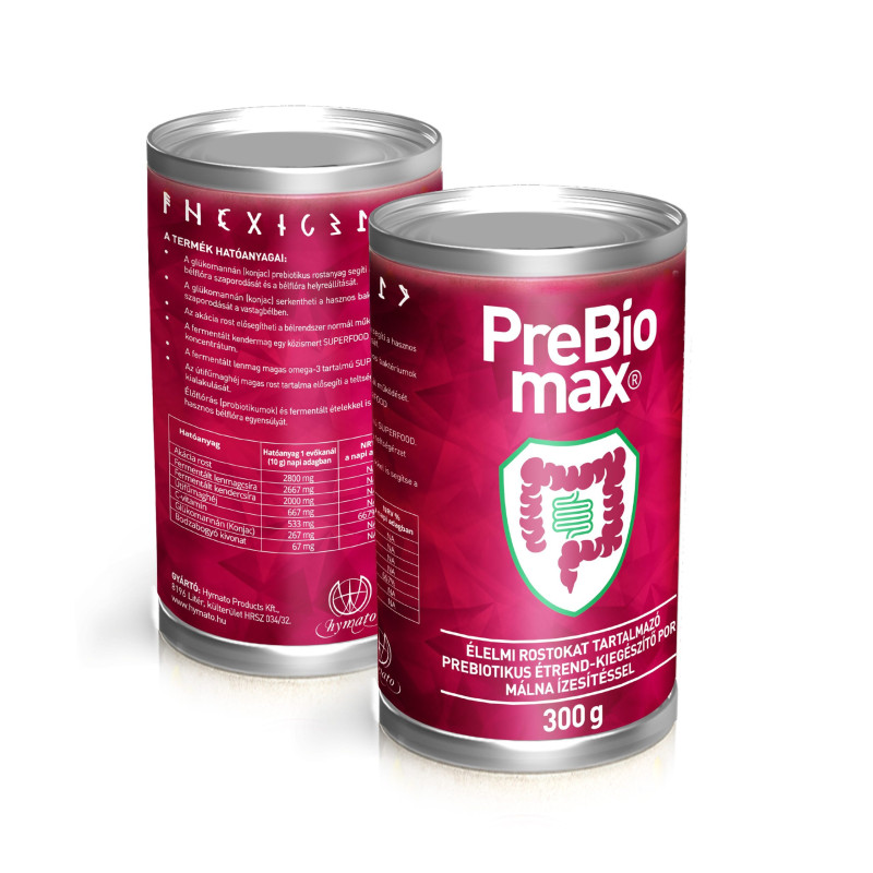 PreBio Max – Prebiotikus étrend-kiegészítő por, málna ízben (300 g)
