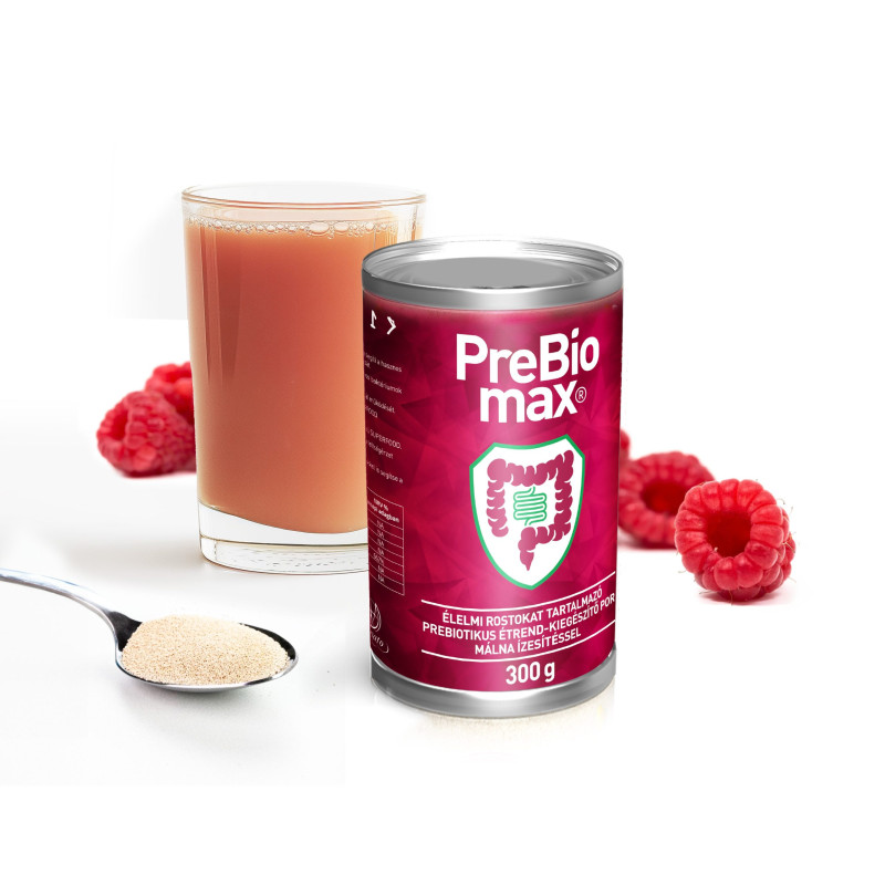 PreBio Max – Prebiotikus étrend-kiegészítő por, málna ízben (300 g)
