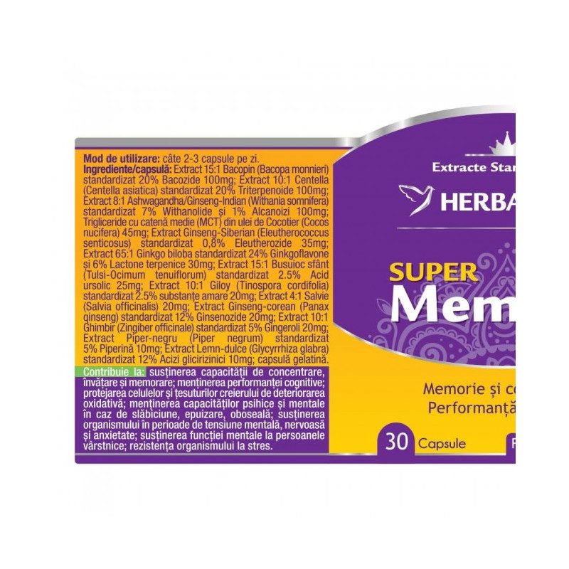 Herbagetica Szuper Memória, 30 kapszula