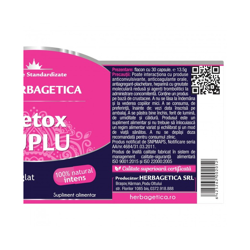 HERBAGETICA Detox SUPLU 30 capsule