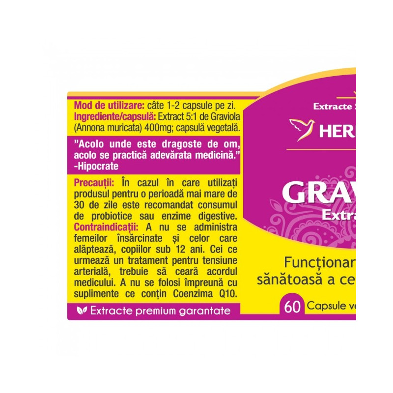 HERBAGETICA GRAVIOLA Extract Pur 60 capsule vegetale