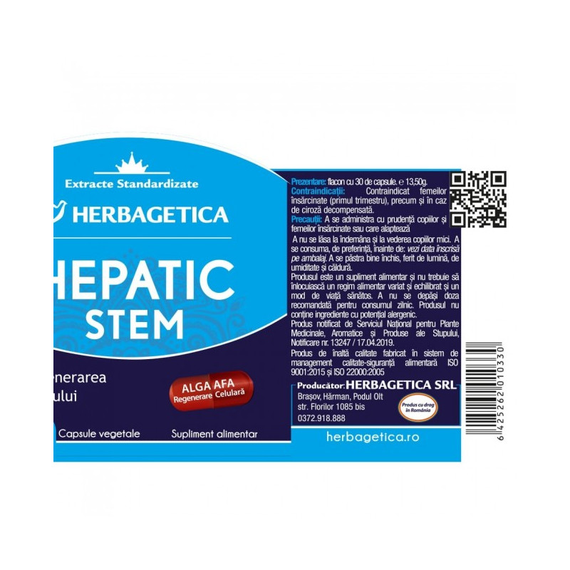 HERBAGETICA HEPATIC STEM 30 capsule vegetale