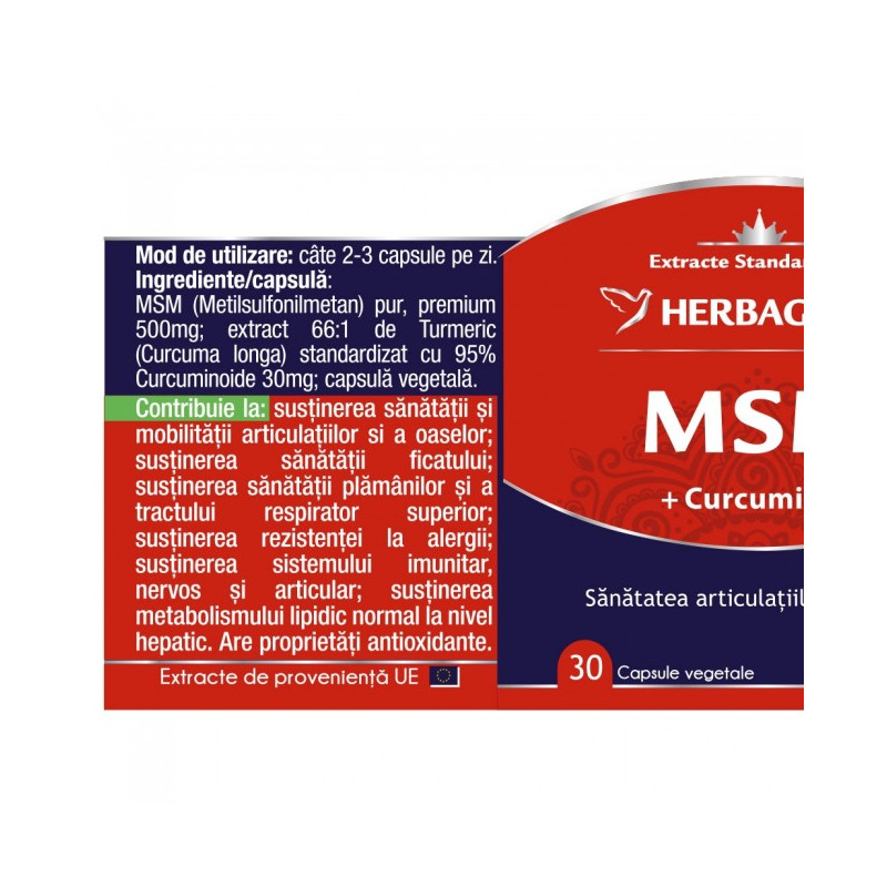 HERBAGETICA MSM +Curcumin95 30 capsule vegetale