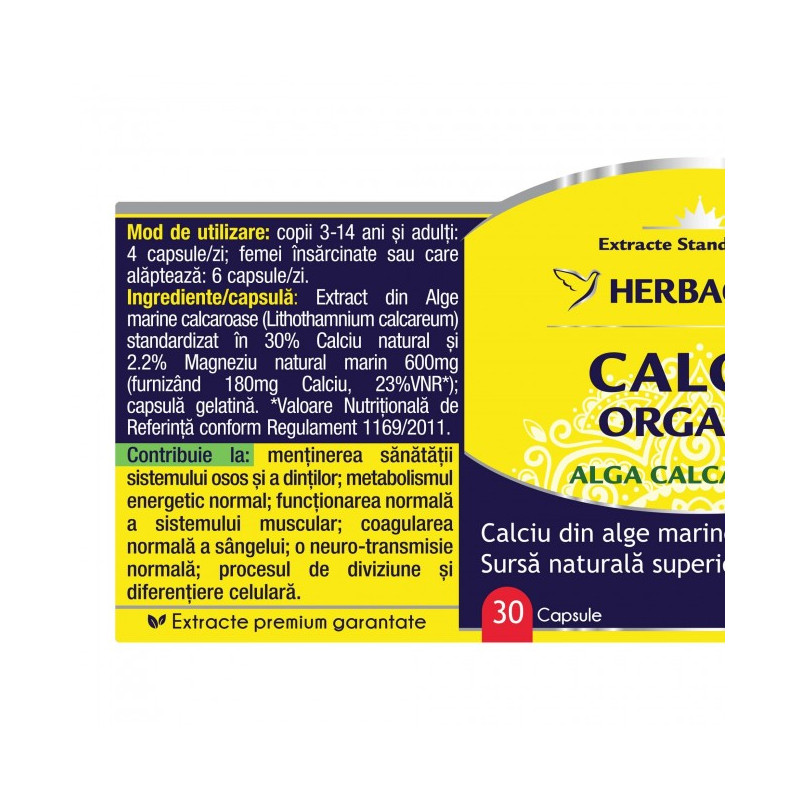 HERBAGETICA ORGANIKUS KALCIUM, 30+30 kapszula