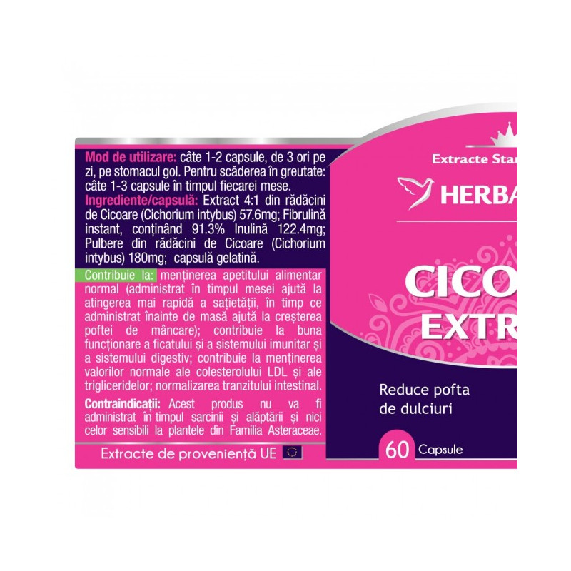 HERBAGETICA csicsóka (Cichorium intybus, mezei cikória) 30+30 kapszula