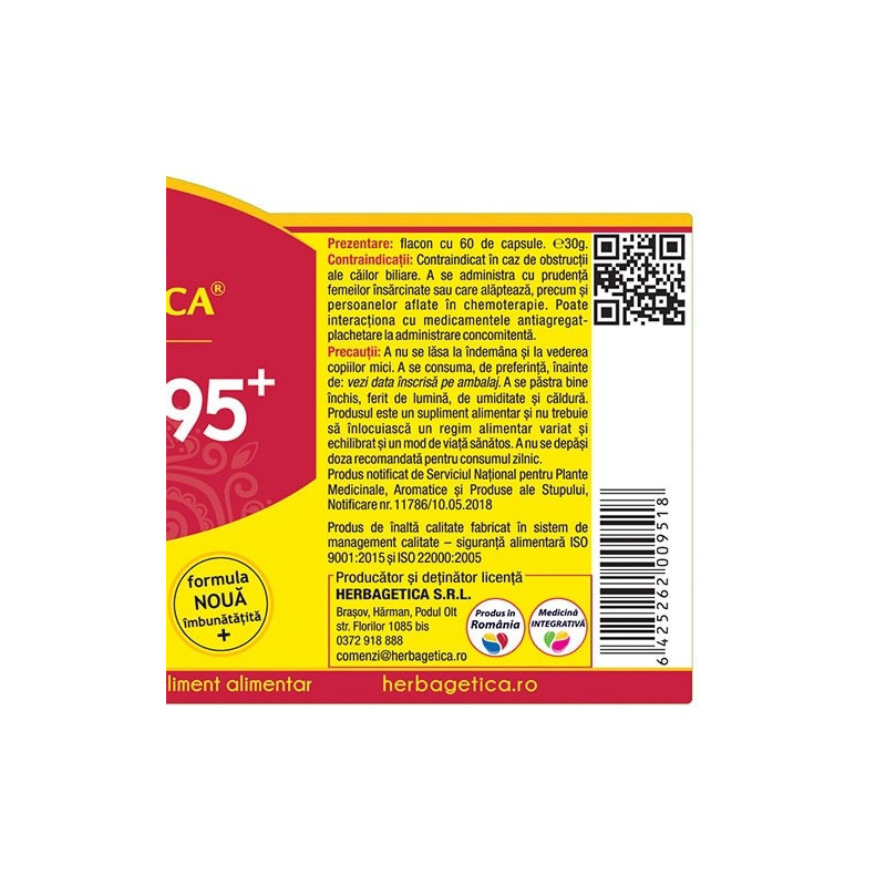 HERBAGETICA Curcumin95+ C3 complex 30+30 capsule vegetale
