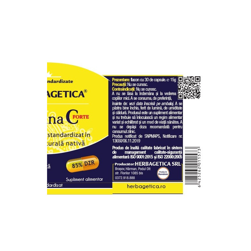 Vitamina C Forte Herbagetica 400 mg 30+30 kapszula
