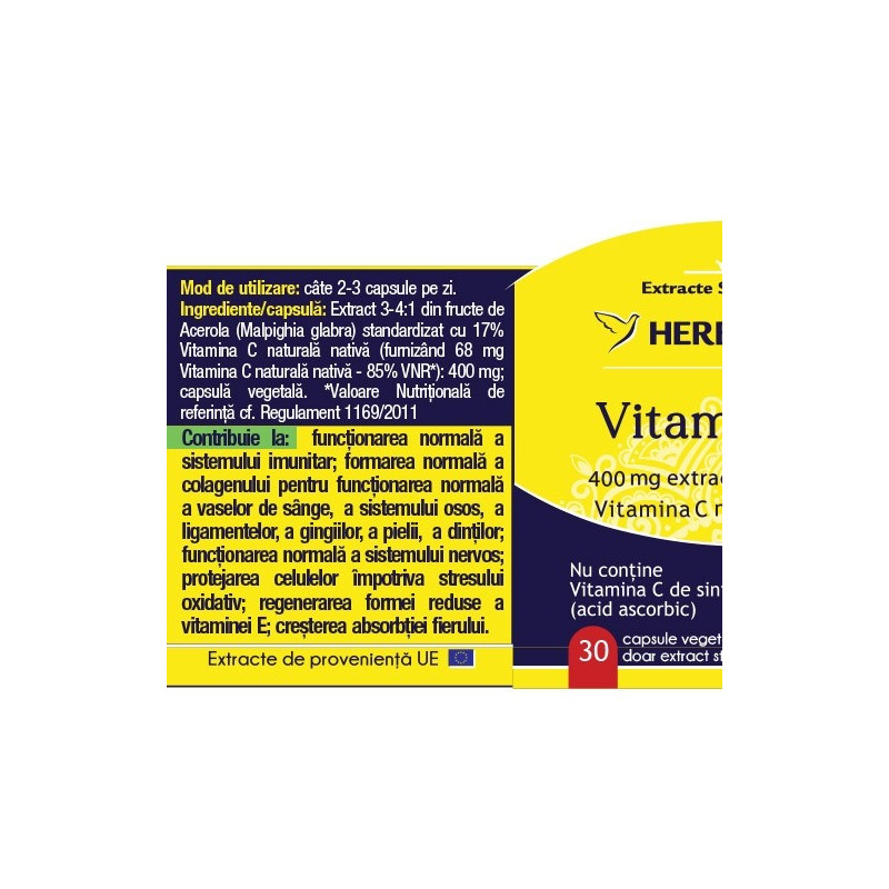 Vitamina C Forte Herbagetica 400 mg 30+30 kapszula
