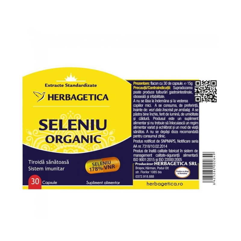 Selenium Organikus Herbagetica, 30 kapszula