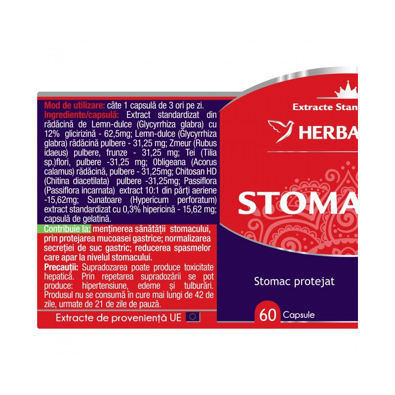 HERBAGETICA STOMACALM Stomac Protejat 30 capsule