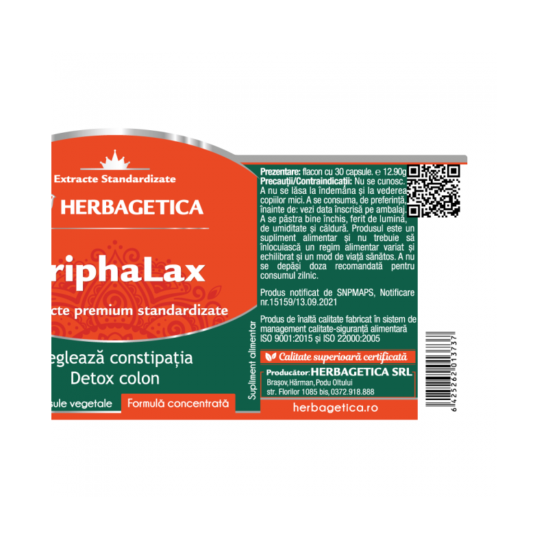HERBAGETICA TriphaLax 30 capsule vegetale