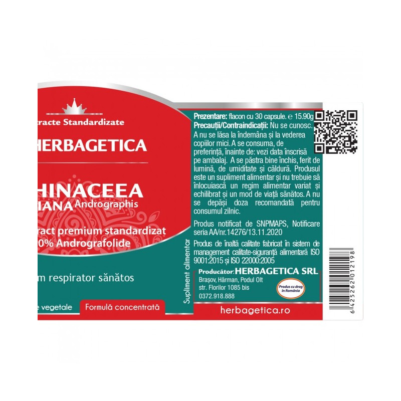 Echinaceea Indiana Herbagetica 30 capsule