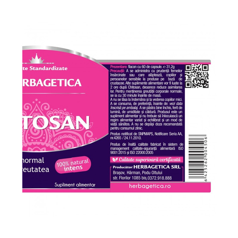 Chitosan Herbagetica – 60 kapszula