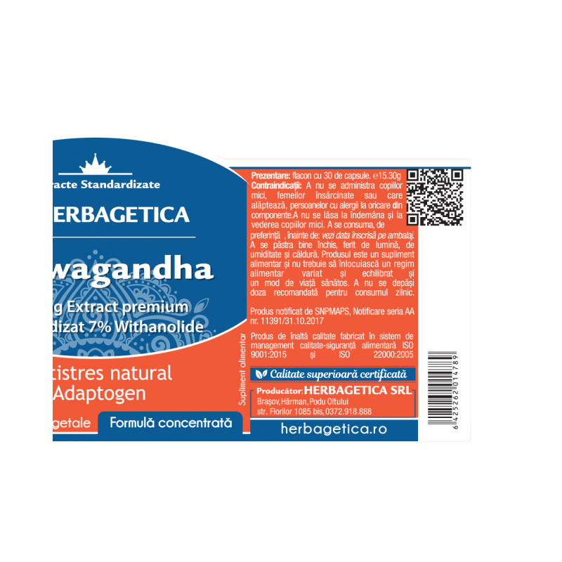 Ashwagandha Herbagetica – 30 kapszula