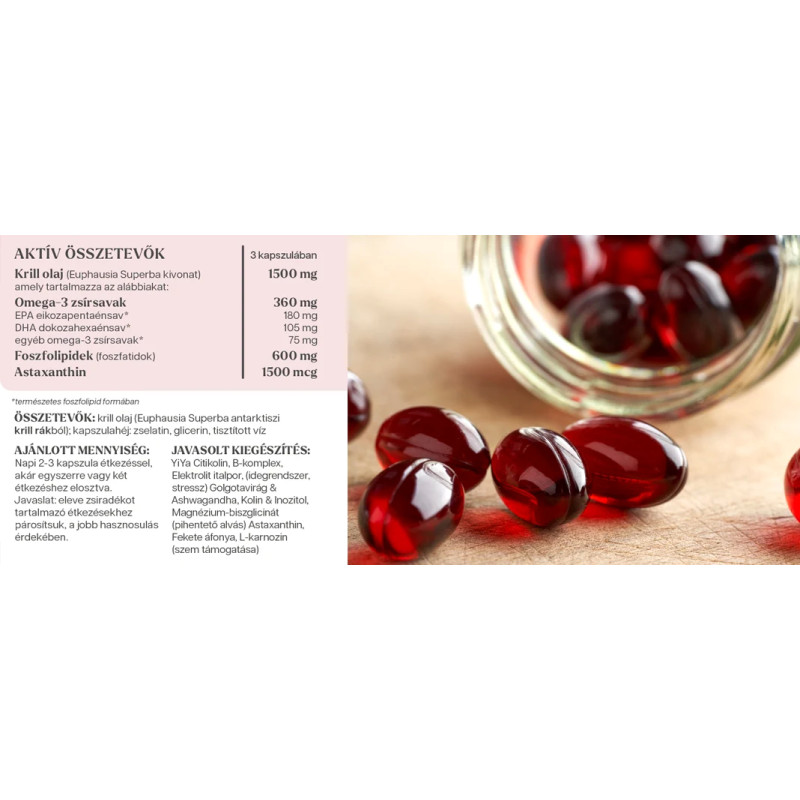 YiYa Krill olaj omega-3 komplex, 90 kapszula