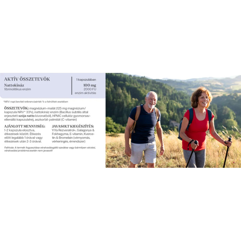 YiYa Nattokinază enzimă, 60 capsule - pentru efectul natural de anticoagulare și împotriva formării cheagurilor de sânge!