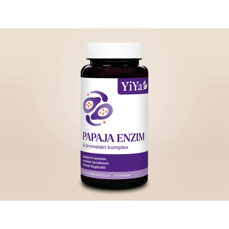 YIYA Papaja enzim & Bromelain komplex, 75 kapszula