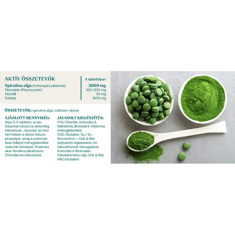 YiYa Spirulină, 170 tablete din alge bogată în clorofilă și ficocianină superaliment!