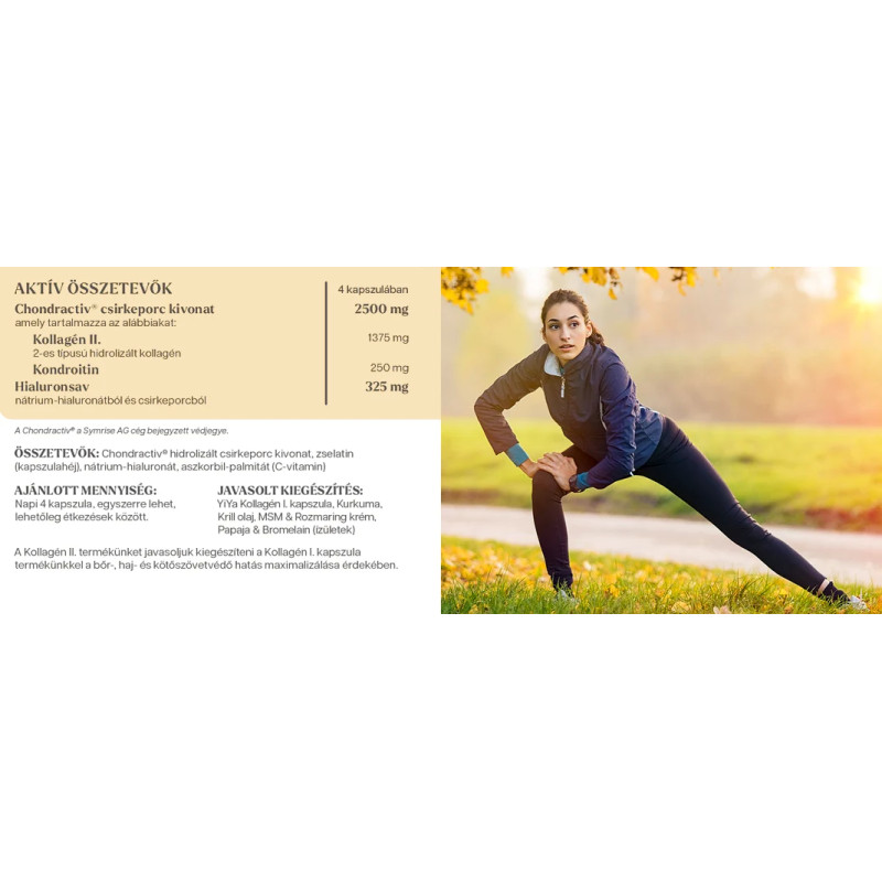 YiYa Colagen Tip 2 + Complex de Acid Hialuronic, 120 capsule