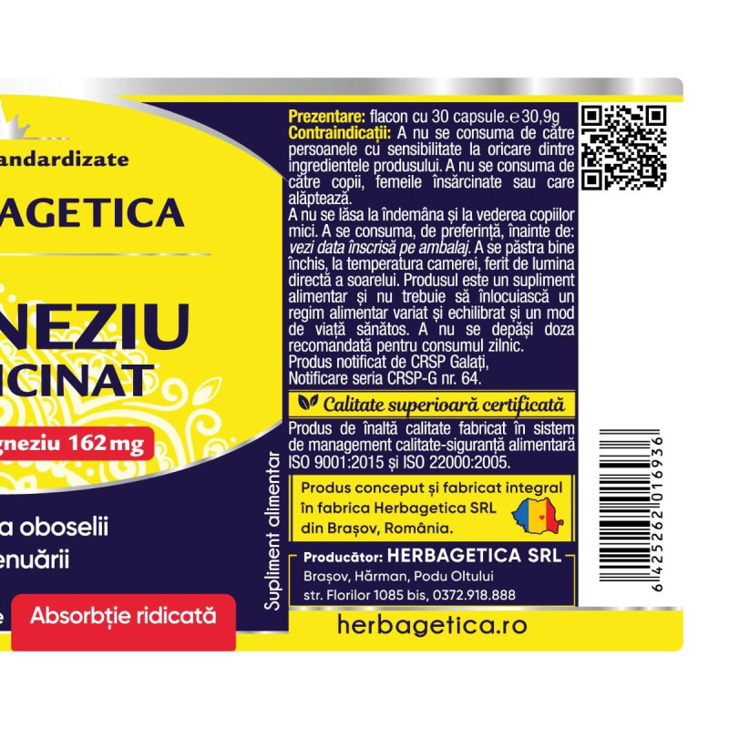 Herbagetica Magnézium-biszglicinát 30 kapszula