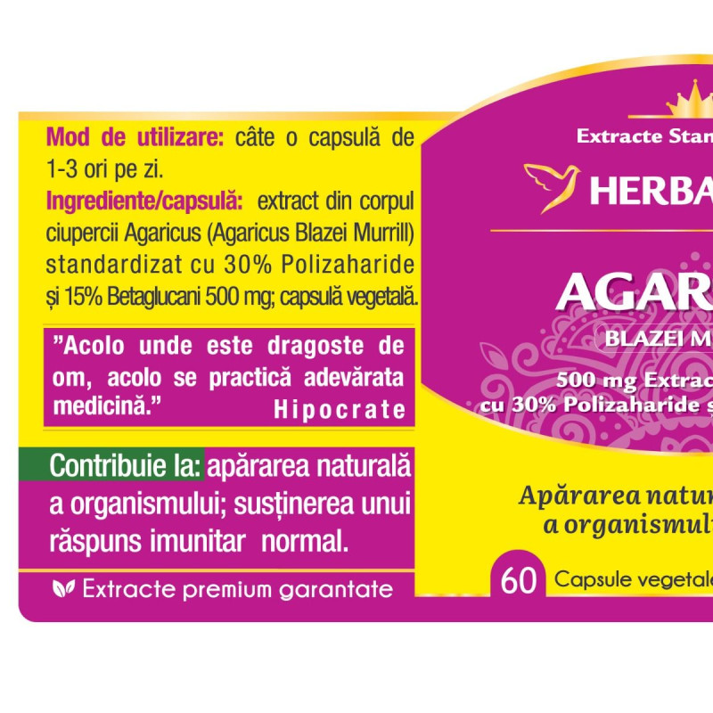 Herbagetica Agaricus 60 kapszula
