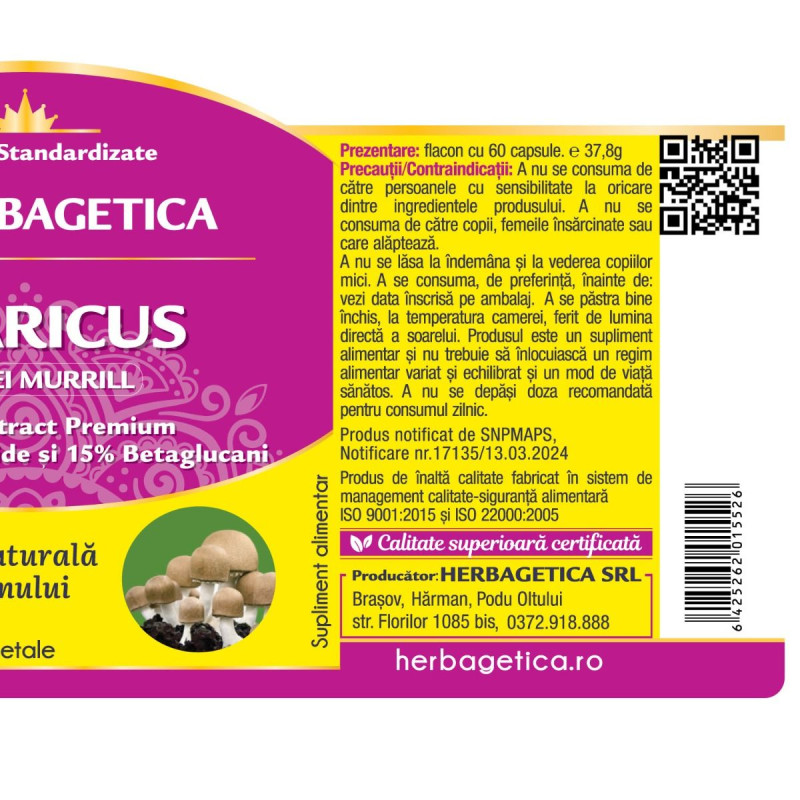 Herbagetica Agaricus 60 kapszula