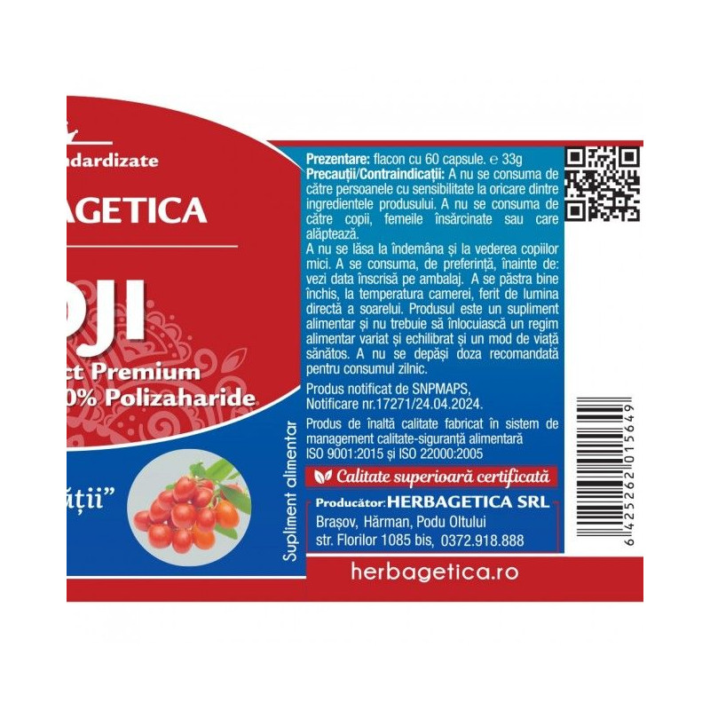 Herbagetica Goji 60 capsule