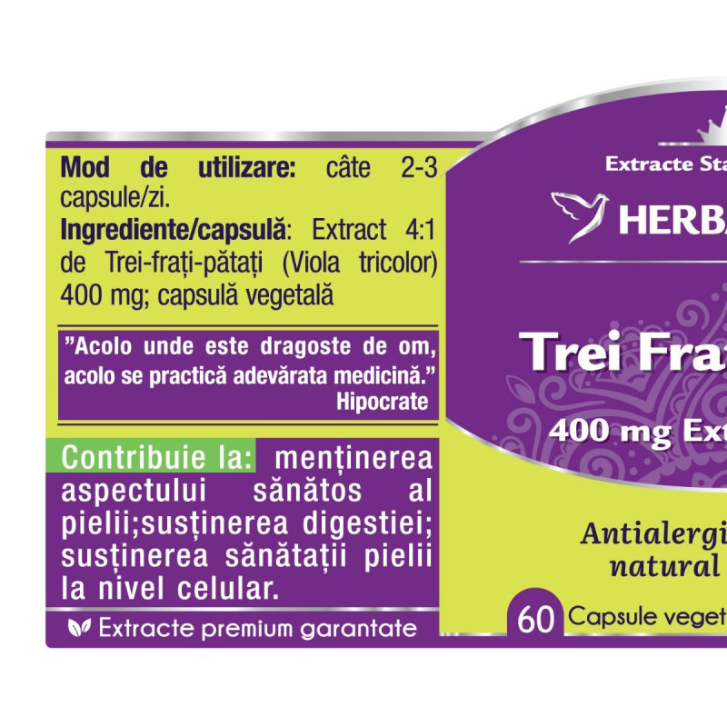 Herbagetica Trei Frați Pătați 60 capsule