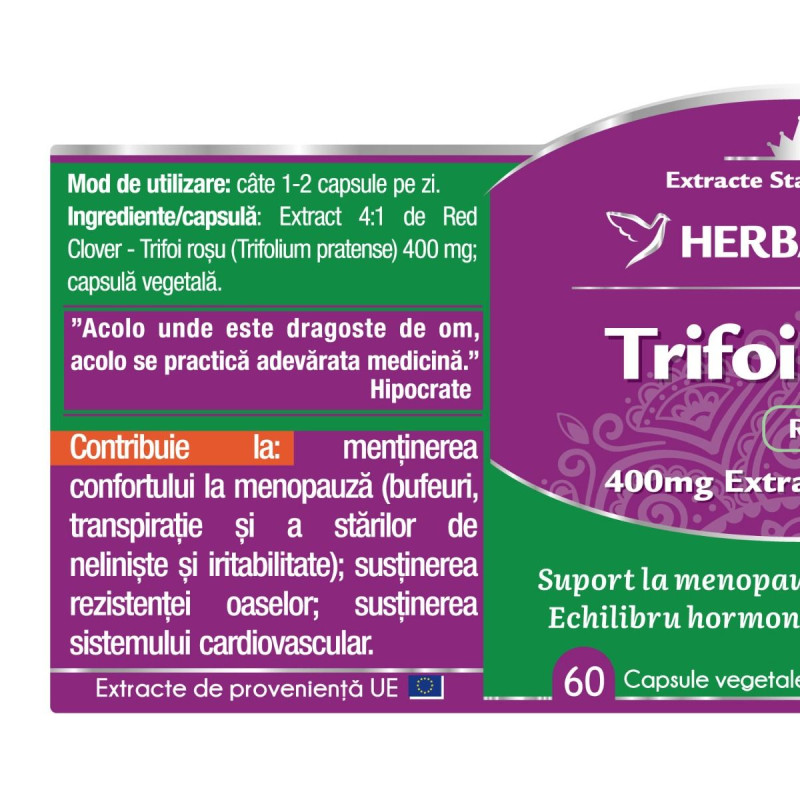 Herbagetica Trifoi Roșu Extract 60 capsule