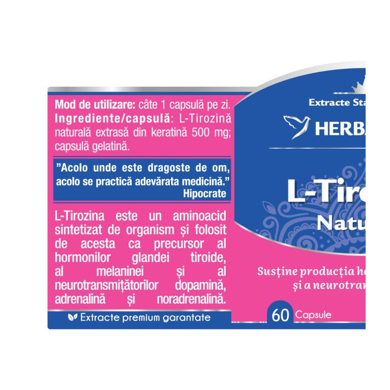 Herbagetica L-Tirozină Naturală Extract 60 capsule