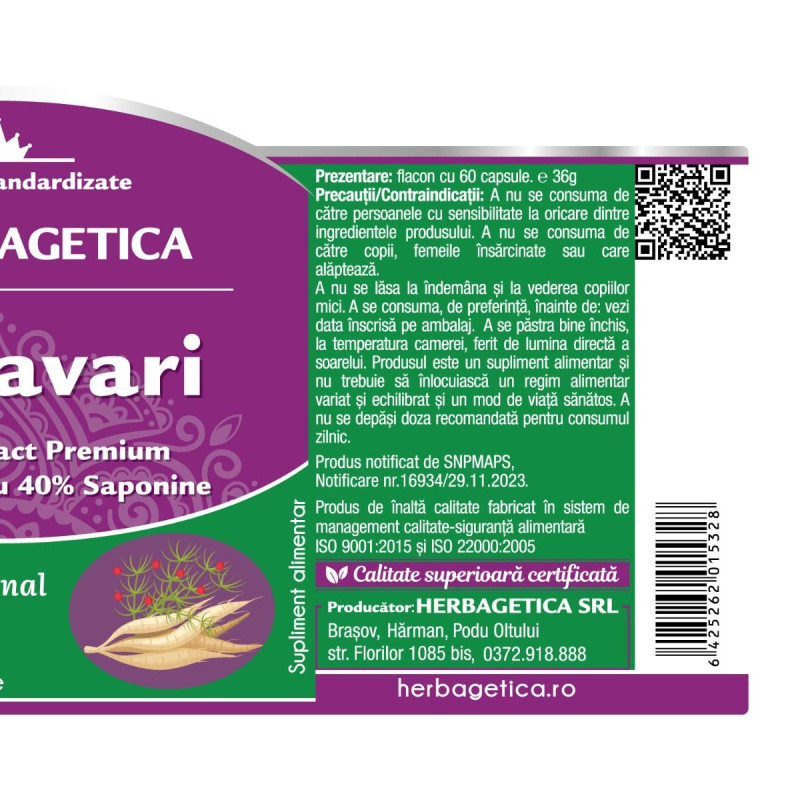 Herbagetica Shatavari 60 kapszula