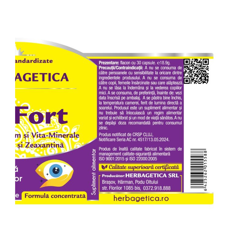 Herbagetica OcuFort – 120 Capsule