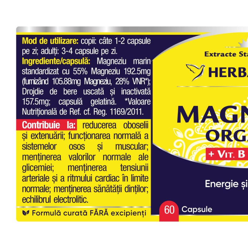 Herbagetica Organikus Magnézium – 60 kapszula