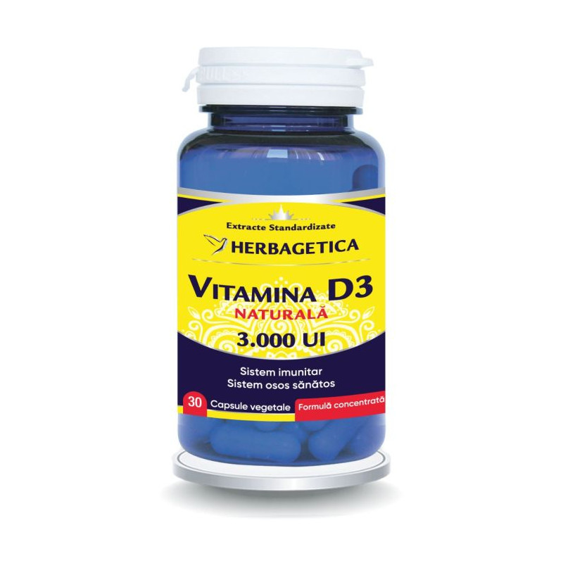 Herbagetica Vitamina D3 Naturală 3000 UI – 30 capsule