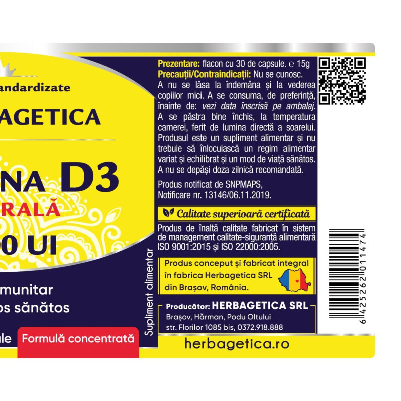 Herbagetica D3-vitamin 3000 NE – 120 kapszula