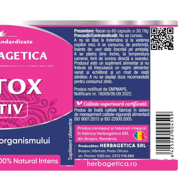 Herbagetica Detox Activ - 120 kapszula