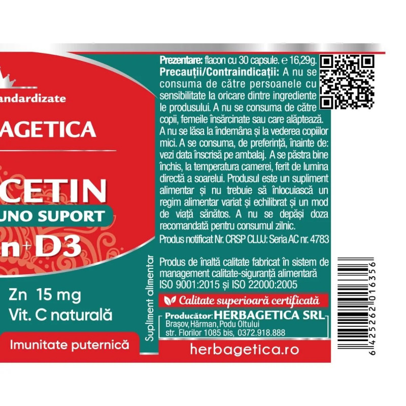 Herbagetica Quercetin Imuno Suport - 60 kapszula