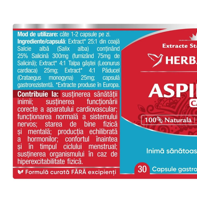 Herbagetica Természetes Aspirin CardioPrim – 30 kapszula