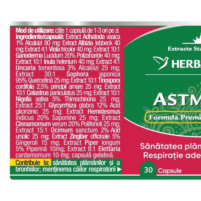 Herbagetica Astmatik – 30 capsule