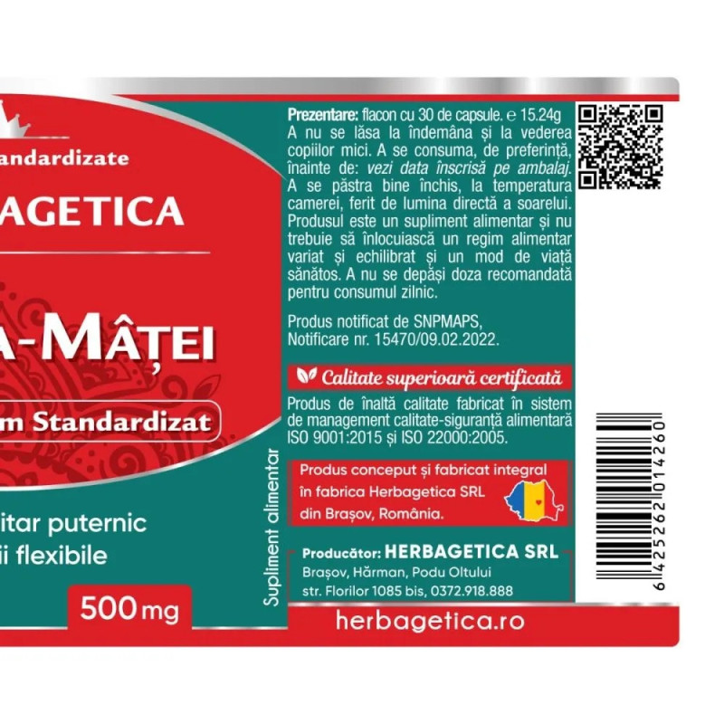 Herbagetica Macskakarom (Gheara-Mâței), 30 kapszula